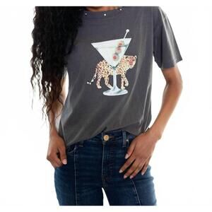 NEW ALL OF US leopard martini tee in charcoal